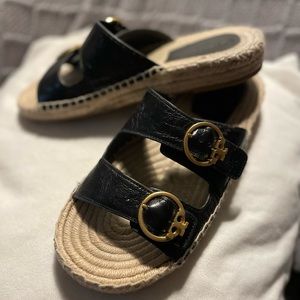 Tory Burch Selby Two Band Espadrille Slide Size 10